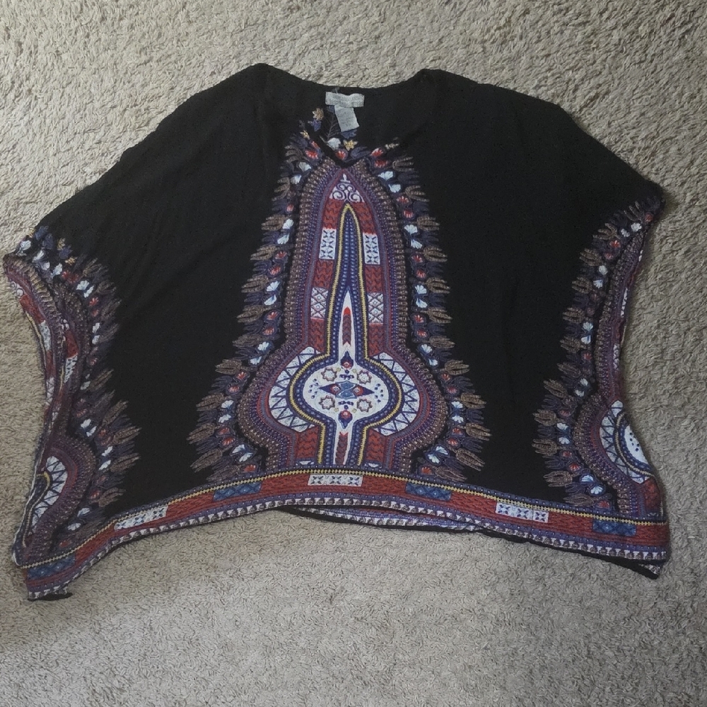 Cost Plus World Market Black and Red Patterned Tunic